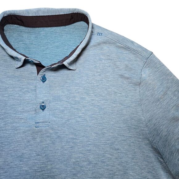 Men's Lululemon Evolution Short Sleeve Polo Shirt - Blue - Picture 2 of 6